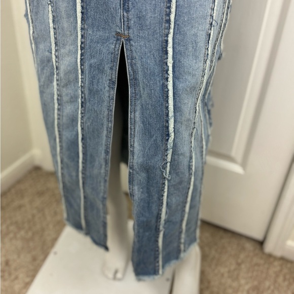 Blue b Distressed Denim Maxi Skirt Size Small.  A22 - Picture 7 of 11